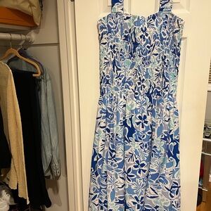 Aqua Blue and White Patterned Dress